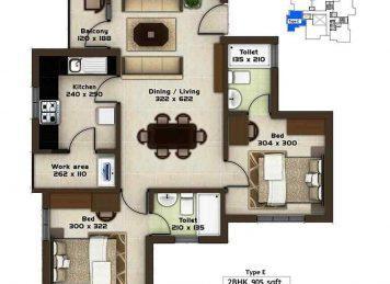 Kalyan Opal 2 Bedroom floor plan