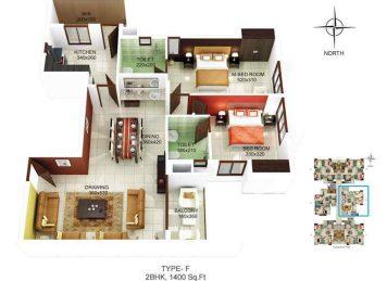 Kalyan Habitat 2BHK floor plan