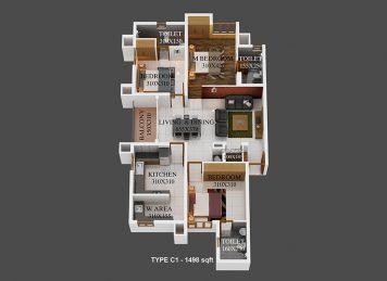 Kalyan heritage 3 Bedroom unit plan