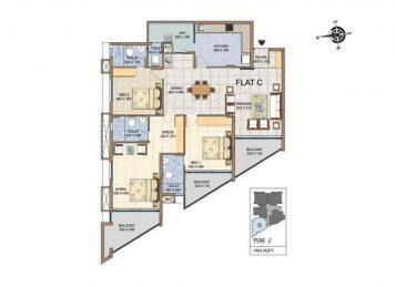 Kalyan Sanctuare 3 Bedroom layout