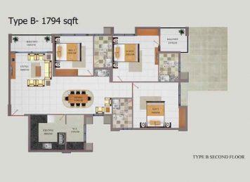 Kalyan Uptown 3 Bedroom floor plan