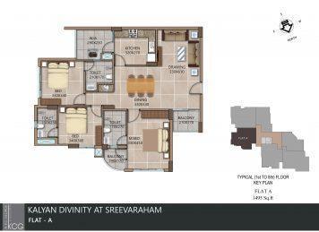 kalyan divinity 3 Bedroom floor key plan