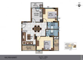 Kalyan Avanti 2 Bedroom floor plan Layout