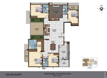 Kalyan Avanti 3 Bedroom floor plan Layout