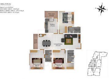 Kalyan Credenz 3BHK floor plan layout